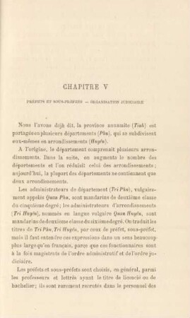 Chapitre V. Préfets et sous-préfets - organisation judiciaire