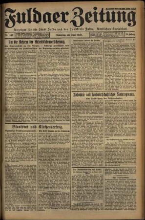 Erste Ausgabe vom Samstag, den 22. Juni 1929.