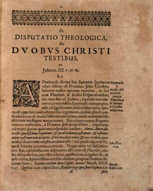 Disputatio Theologica, De Duobus Christi Testibus : ex Johann. IIX. v. 17. 18.