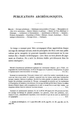 PUBLICATIONS ARCHÉOLOGIQUES.