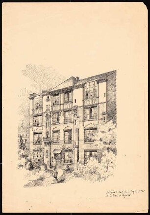 Atelier- und Wohngebäude Leonard Simion, Berlin: Ateliergebäude: perspektivische Ansicht des Hofes