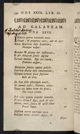 344-369, Ode XXVII.; Remarques; Notes
