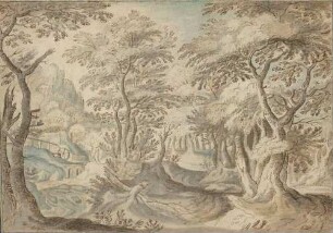 Waldlandschaft mit Wassermühle