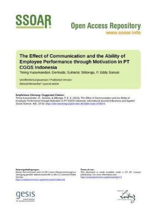 The Effect of Communication and the Ability of Employee Performance through Motivation in PT CGGS Indonesia