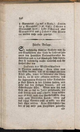 Fünfte Beilage.