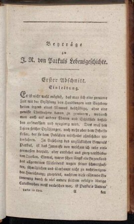 Erster Abschnitt. Einleitung