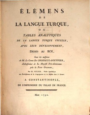 Élémens de la langue Turque