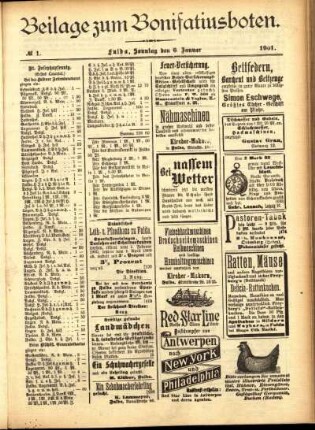 Zweite Ausgabe vom Sonntag, den 06. Januar 1901.