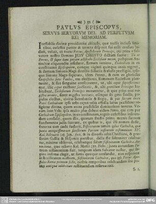 Paulus Episcopus, Servus Servorum Dei. Ad Perpetuam Rei Memoriam