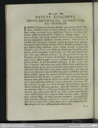 Paulus Episcopus, Servus Servorum Dei. Ad Perpetuam Rei Memoriam