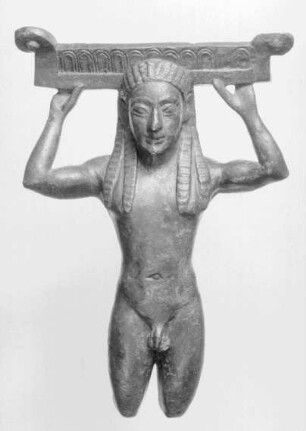 Gerätestütze: Kniender Knabe als Stütze eines Bronzebeckens