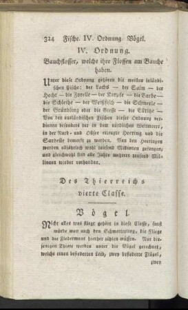 Des Thierreichs vierte Classe. Vögel.