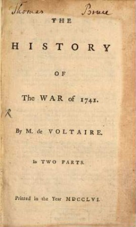 The history of the war of seventeen hundred and forty one