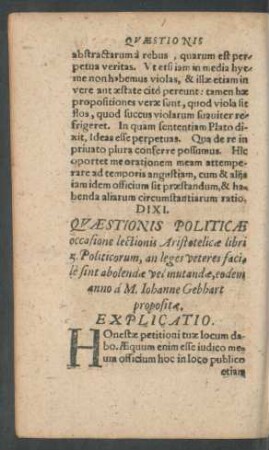 Quaestionis Politicae ...