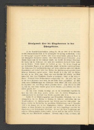 Strafgewalt über die Eingeborenen in den Schutzgebieten.