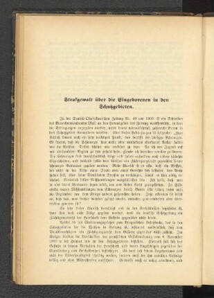 Strafgewalt über die Eingeborenen in den Schutzgebieten.
