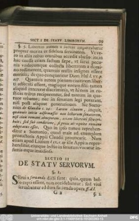 Sectio II De Statu Servorum.