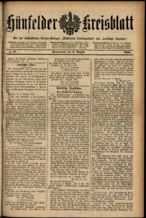 Ausgabe vom Samstag, den 06. August 1898.