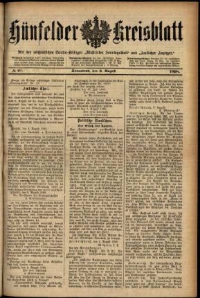 Ausgabe vom Samstag, den 06. August 1898.