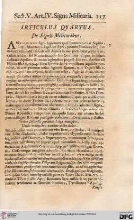 Articulus quartus: De signis militaribus