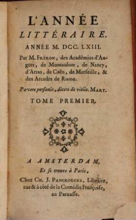 L' année littéraire. 1763,1, 1763,1