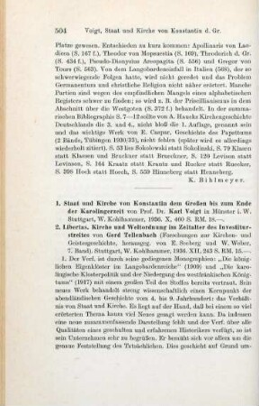 504-507 [Rezension] Voigt, Karl, Staat und Kirche von Konstantin dem Grossen bis zum Ende der Karolingerzeit