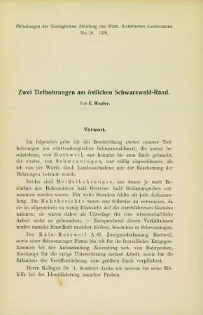 Zwei Tiefbohrungen am östlichen Schwarzwald-Rand