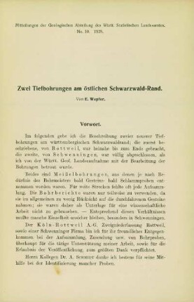 Zwei Tiefbohrungen am östlichen Schwarzwald-Rand