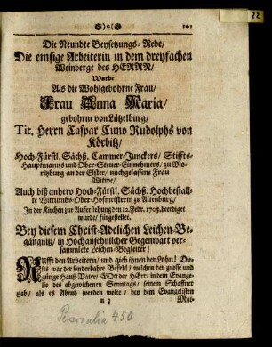 Die Neundte Beysetzungs-Rede ...