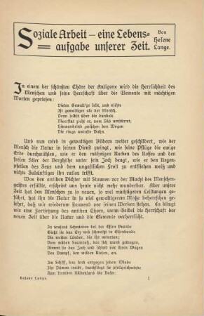 Soziale Arbeit eine Lebensaufgabe unserer Zeit