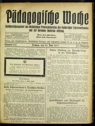 Unsere Stellung zur Sprache in der Volksschule