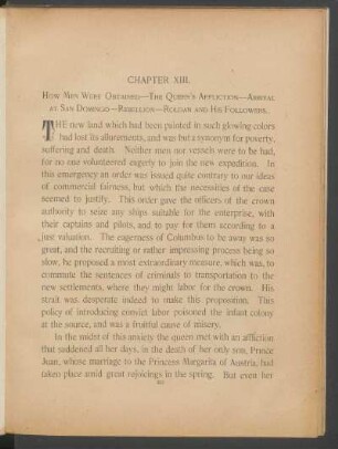 Chapter XIII. : How men where obtained - The Queen's affliction - Arrival at San Domingo - Rebellion - Roldan and his followers.