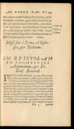 In Epistolam Ad Philippenses Argumentum ...