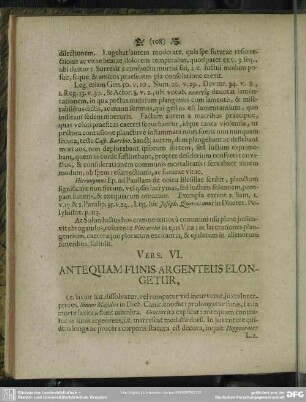 Vers. VI. Antequam Funis Argenteus Elongetur