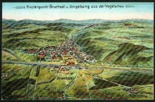 Knotenpunkt Bruchsal u. Umgebung aus der Vogelschau.