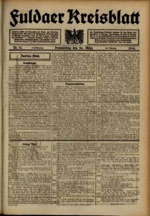 Zweite Ausgabe vom Donnerstag, den 26. März 1914.