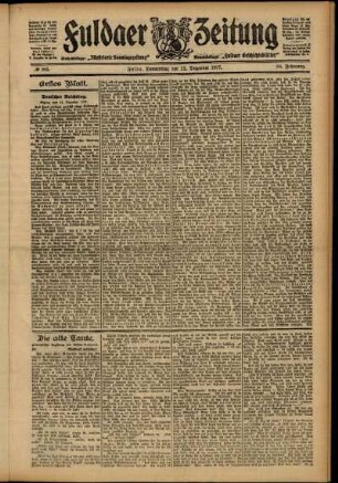 Erste Ausgabe vom Donnerstag, den 12. Dezember 1907.