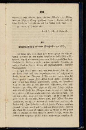 12. Beschreibung meiner Versuche pro 1840/41