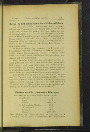 Borax in den alkalischen Entwicklungsbädern