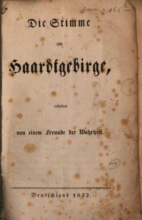 Die Stimme am Haardtgebirge