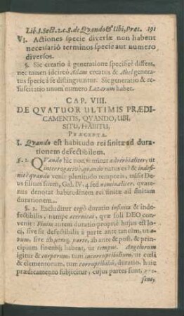 Cap. VIII. De Quatuor Ultimis Praedicamentis, Quando, Ubi, Situ, Habitu,