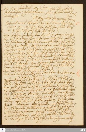 Auszug eines Briefs von August Hermann Francke an Christoph Hohenhausen.