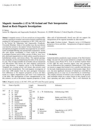 Magnetic anomalies (ΔZ) in NE-Iceland and their interpretation based on rock-magnetic investigations