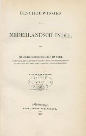 Beschouwingen van Nederlandsch Indië
