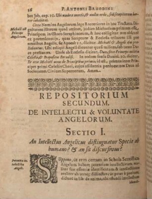 Repositorium Secundum. De Intellectu & Voluntate Angelorum.
