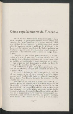 Cómo supe la muerte de Florencio