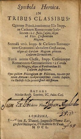 Symbola heroica in tribus classibus