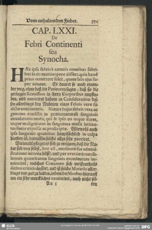 Cap. LXXI. De Febri Continenti seu Synocha