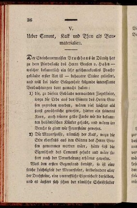 V. Ueber Cement, Kalk und Thon als Baumaterialien