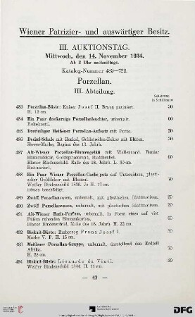 Porzellan III. Abteilung (Nr. 483-523)